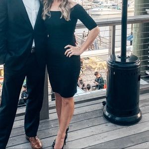 Lulus black dress tight body con off the shoulder